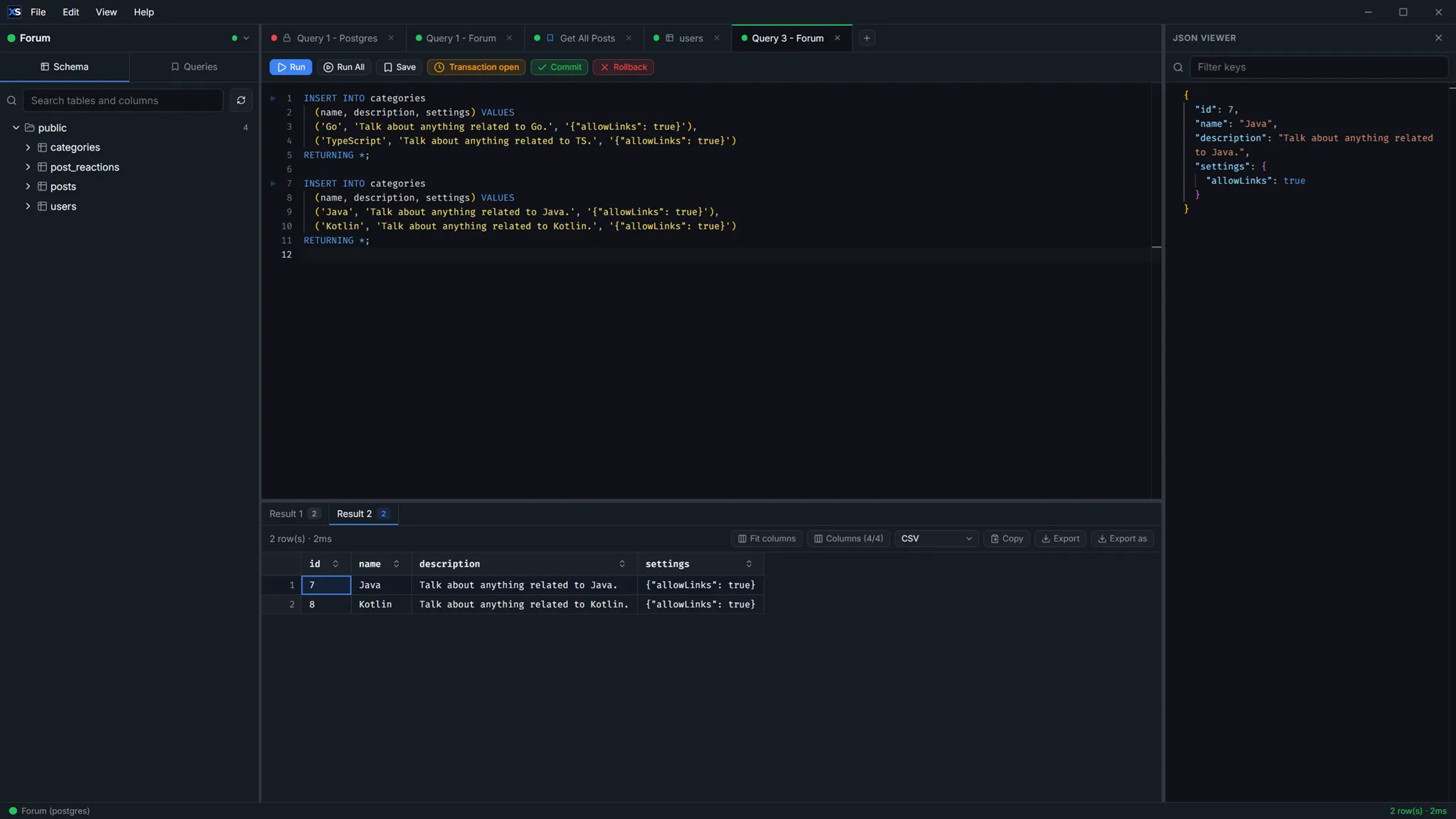 XenSQL multiple transaction queries